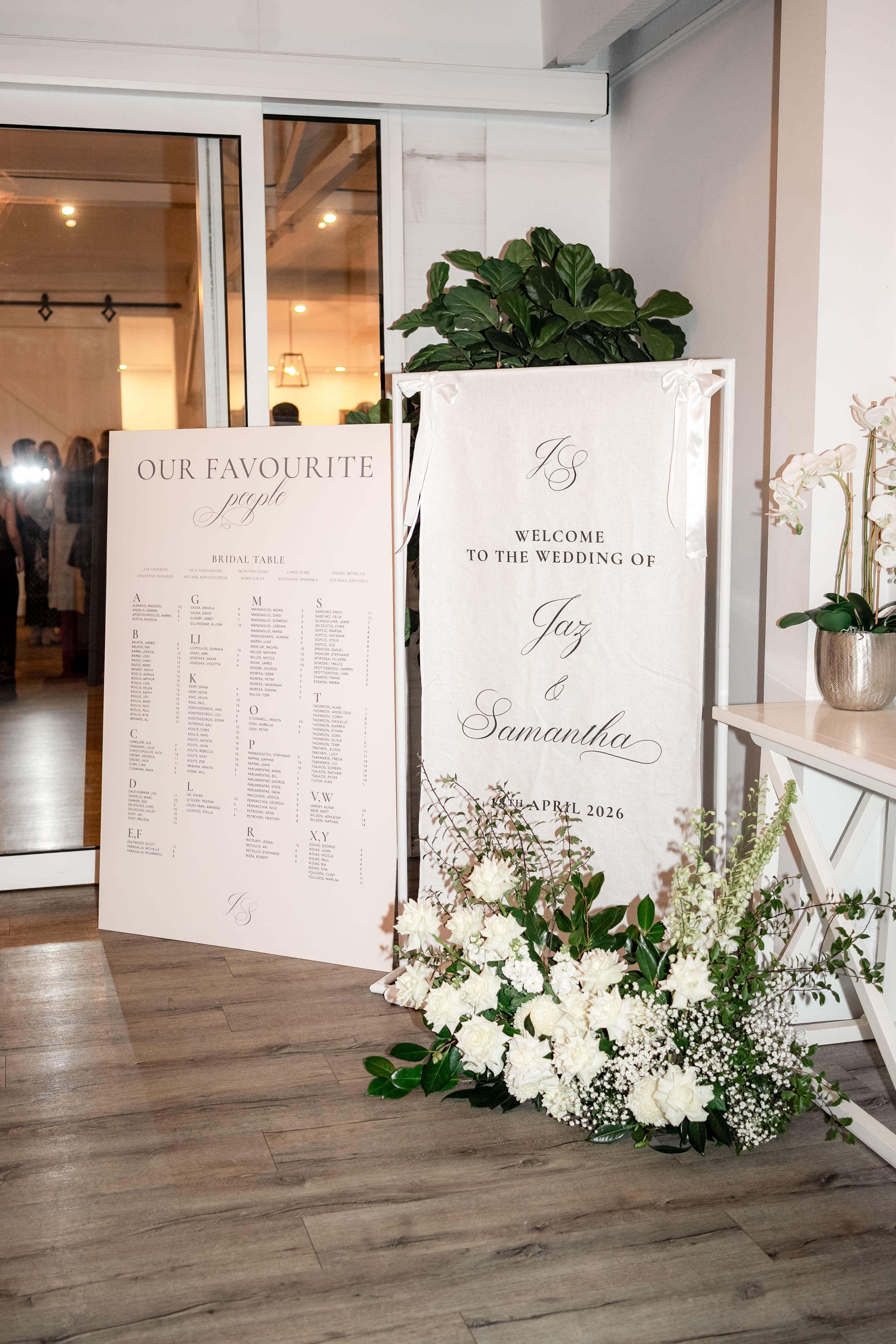 linen welcome sign